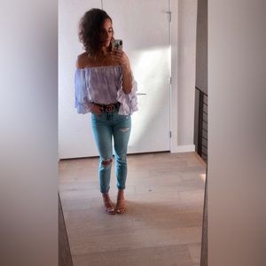 Off the shoulder crop flowy blouse